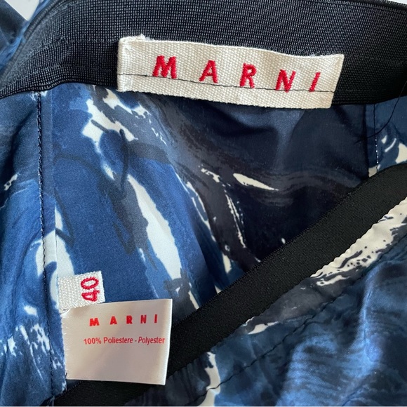 Marni Blue Abstract Print Taffeta Sleeveless Dress - Picture 4 of 4